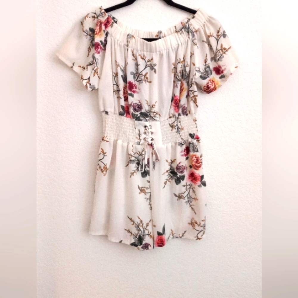 White with Flowers Romper